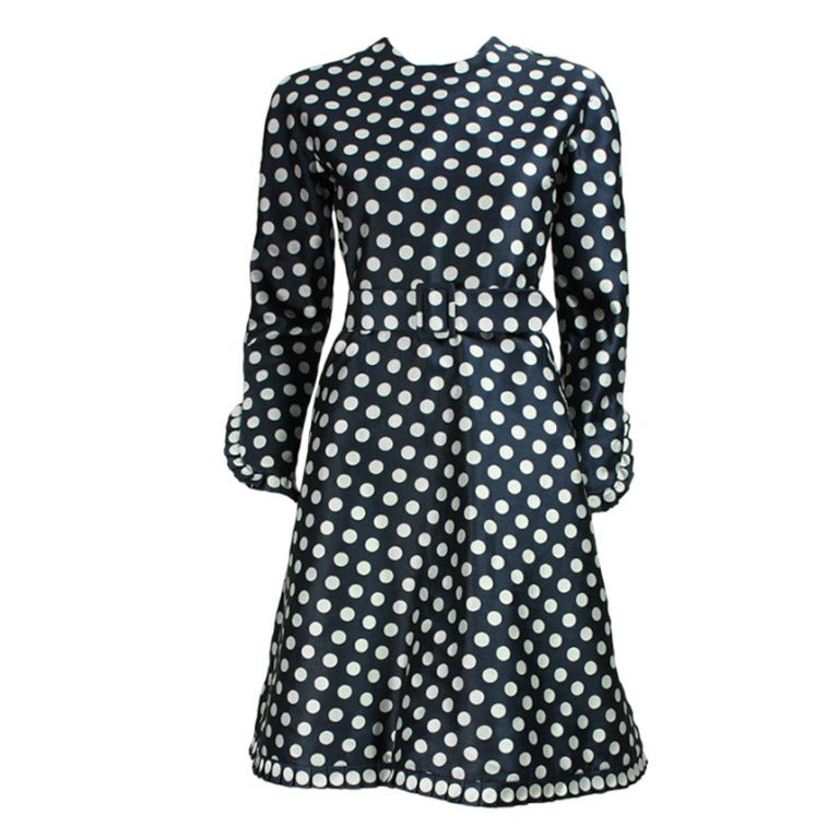 1960's Geoffrey Beene Polka-Dotted Cocktail Dress For Sale at 1stDibs
