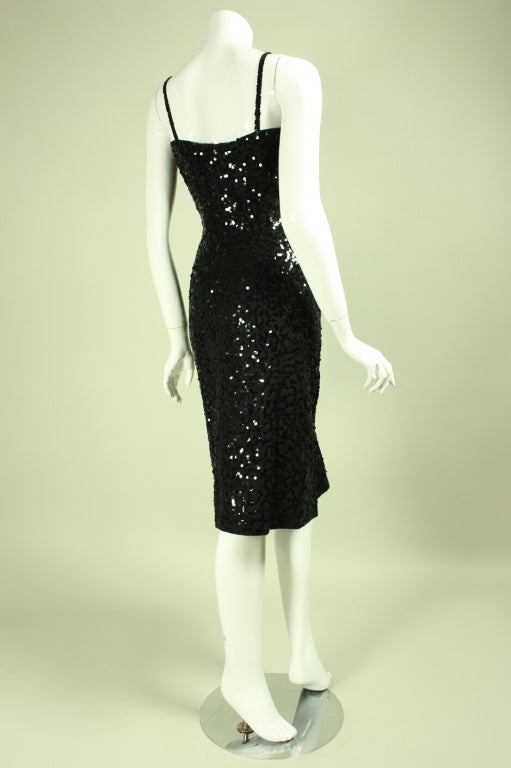 1950's Ceil Chapman Sequined Cocktail Dress In Excellent Condition In Los Angeles, CA