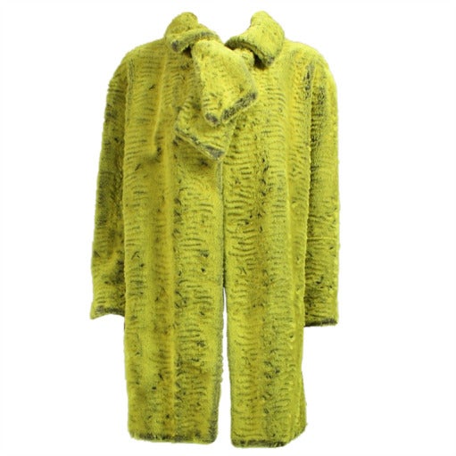 Christian Lacroix Coat Lime Green Faux Fur Coat