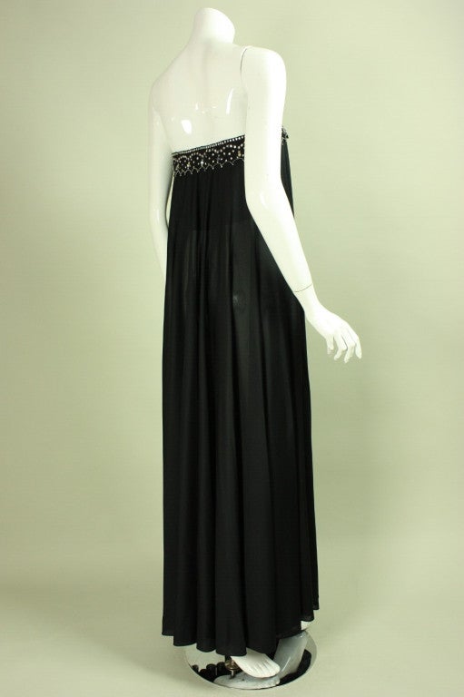 1970's Black Pucci Gown with Rhinestone Accents In Excellent Condition For Sale In Los Angeles, CA