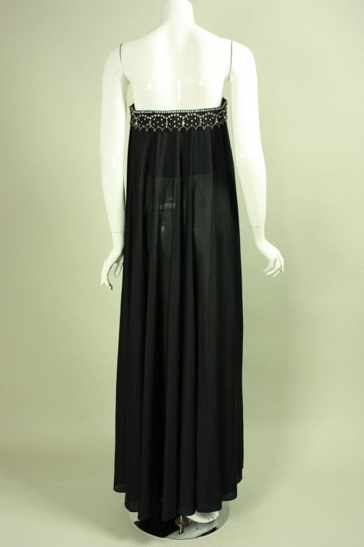 Women's 1970's Black Pucci Gown with Rhinestone Accents For Sale