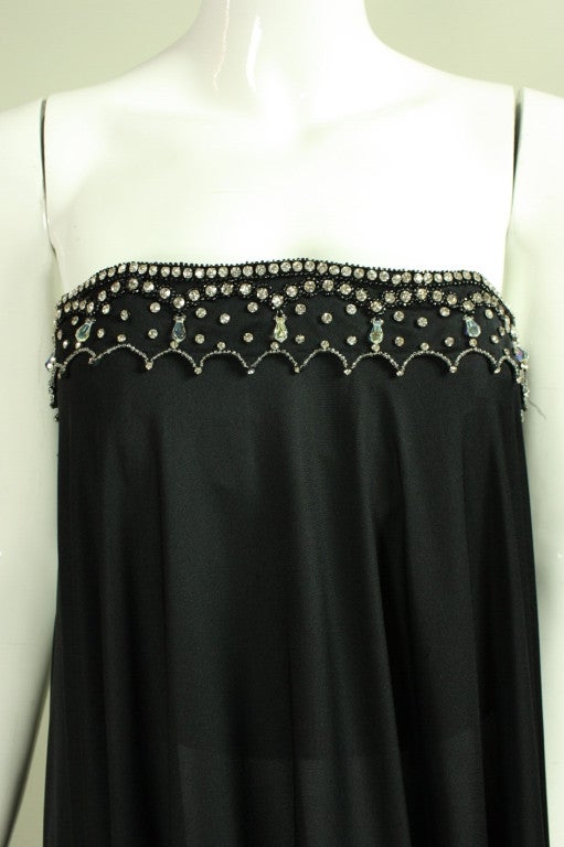 1970's Black Pucci Gown with Rhinestone Accents For Sale 1