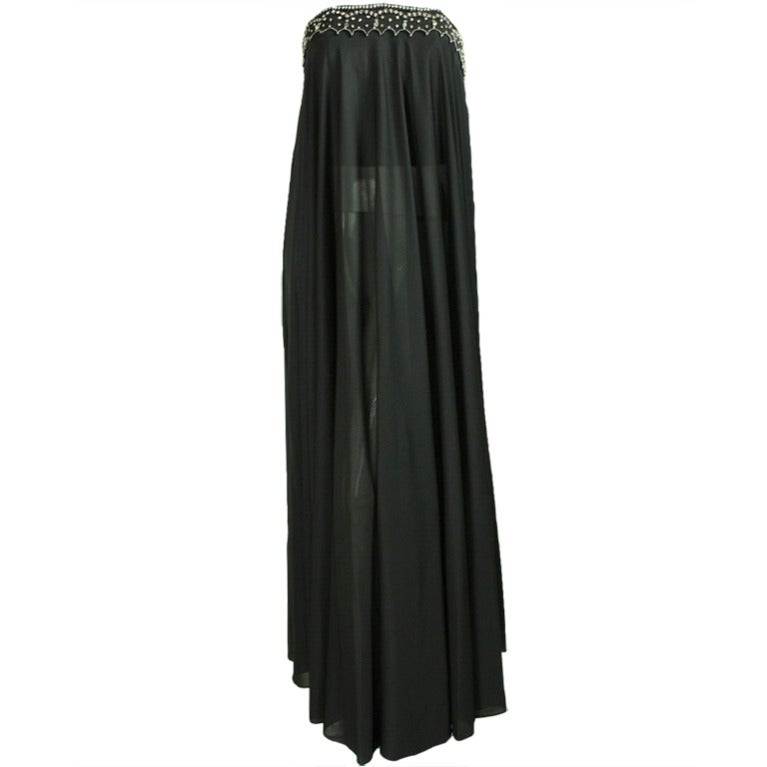 1970's Black Pucci Gown with Rhinestone Accents For Sale