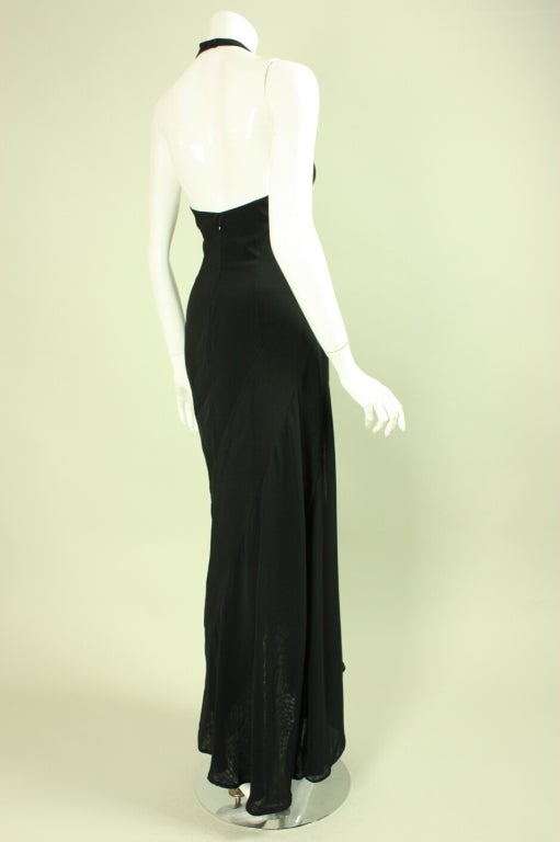 Gray 1990's Thierry Mugler Gown with Transparent Insert For Sale