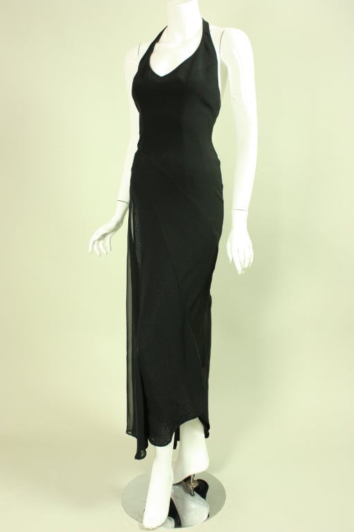 1990's Thierry Mugler Gown with Transparent Insert For Sale 1