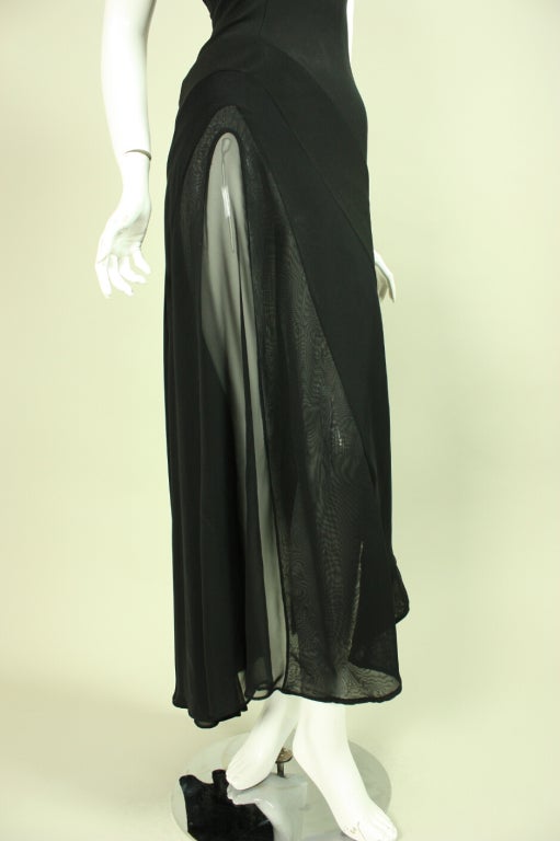 1990's Thierry Mugler Gown with Transparent Insert For Sale 2
