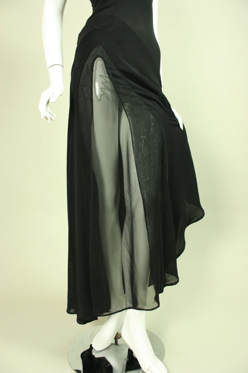 1990's Thierry Mugler Gown with Transparent Insert For Sale 3