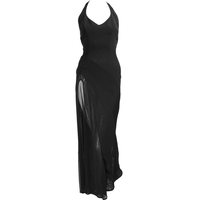 1990's Thierry Mugler Gown with Transparent Insert For Sale