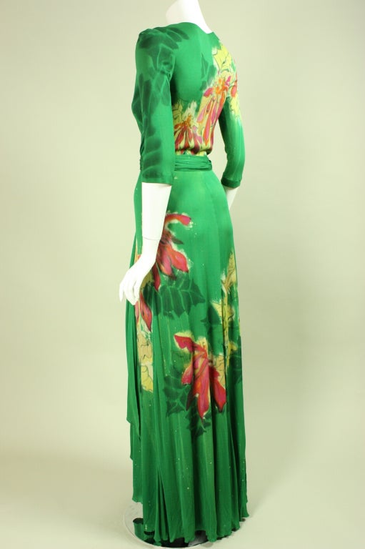 1970's Holly's Harp Hand-Painted Jersey Gown 1