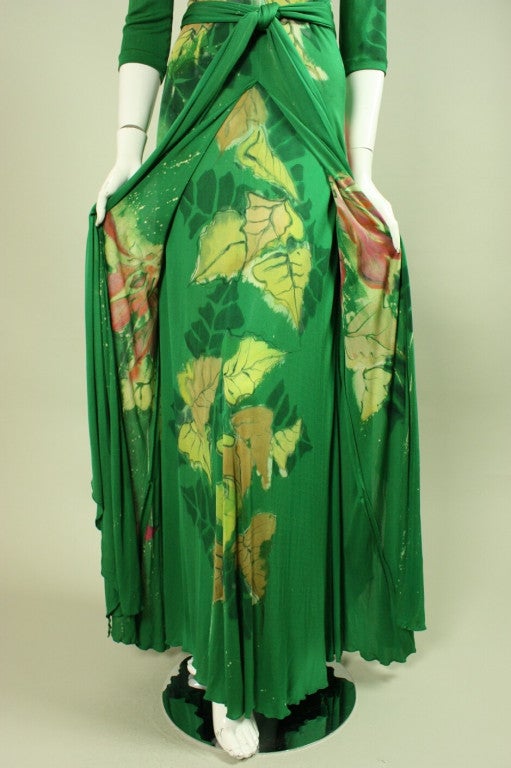 1970's Holly's Harp Hand-Painted Jersey Gown 5