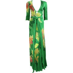 1970's Holly's Harp Hand-Painted Jersey Gown