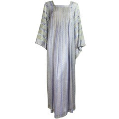 1970
s Raksha Printed Chiffon Gown