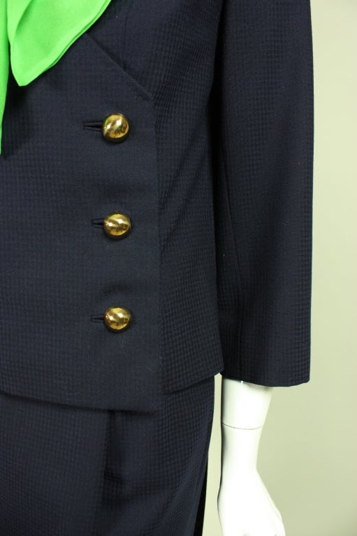 1960's Irene Navy Gabardine Suit For Sale 2
