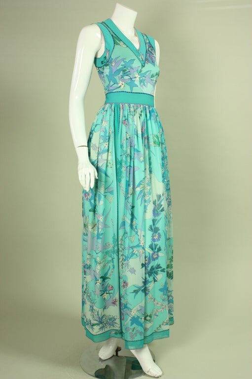 Bessi Jersey and Chiffon Printed Maxi Dress