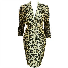 Vintage Thierry Mugler Leopard-Printed Silk Dress