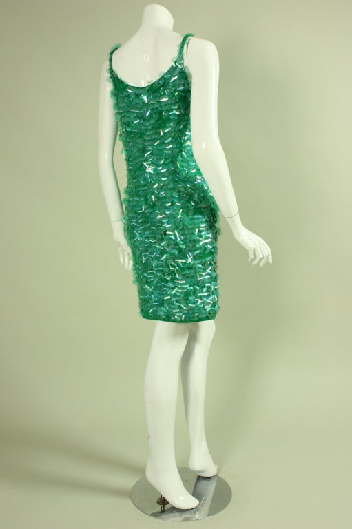 1960's Gene Shelly Paillette-Covered Cocktail Dress In Good Condition In Los Angeles, CA