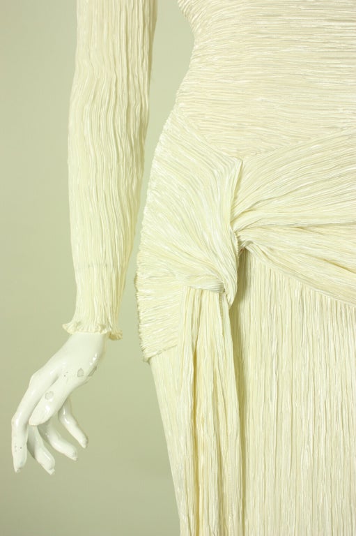 Mary McFadden Couture Pleated Ivory Gown 2