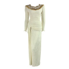 Mary McFadden Couture Pleated Ivory Gown