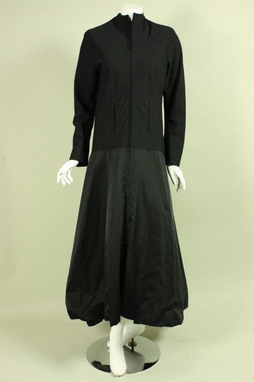 Yohji Yamamoto Black Minimalist Coat Dress For Sale at 1stDibs