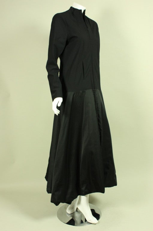 Yohji Yamamoto Black Minimalist Coat Dress In Good Condition For Sale In Los Angeles, CA
