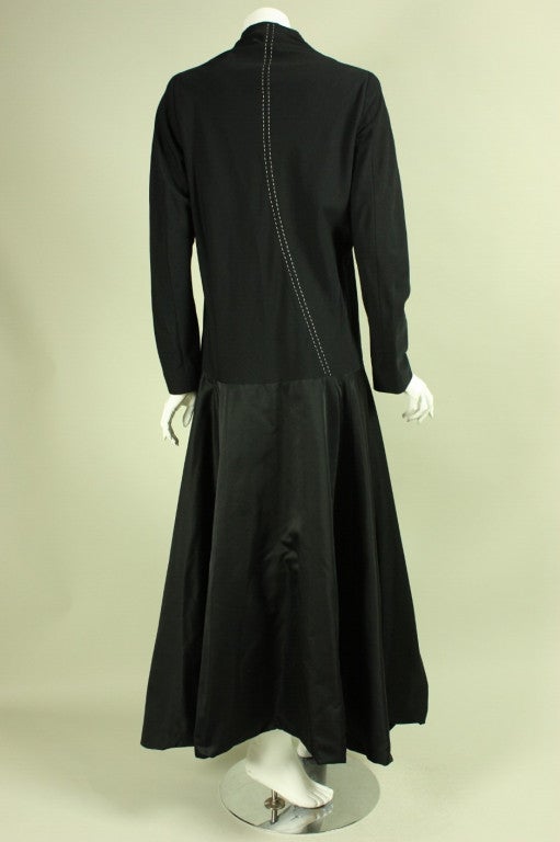 Yohji Yamamoto Black Minimalist Coat Dress For Sale 1