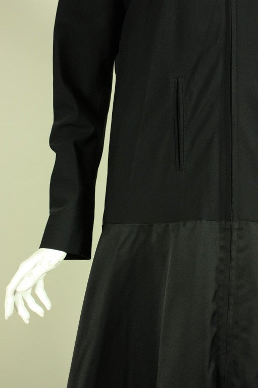 Yohji Yamamoto Black Minimalist Coat Dress For Sale 3