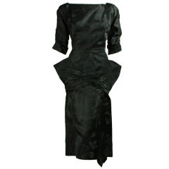 Retro Irene 1950's Black Jacquard Dress