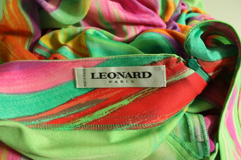 1980's Leonard Silk Jersey Dress For Sale 2
