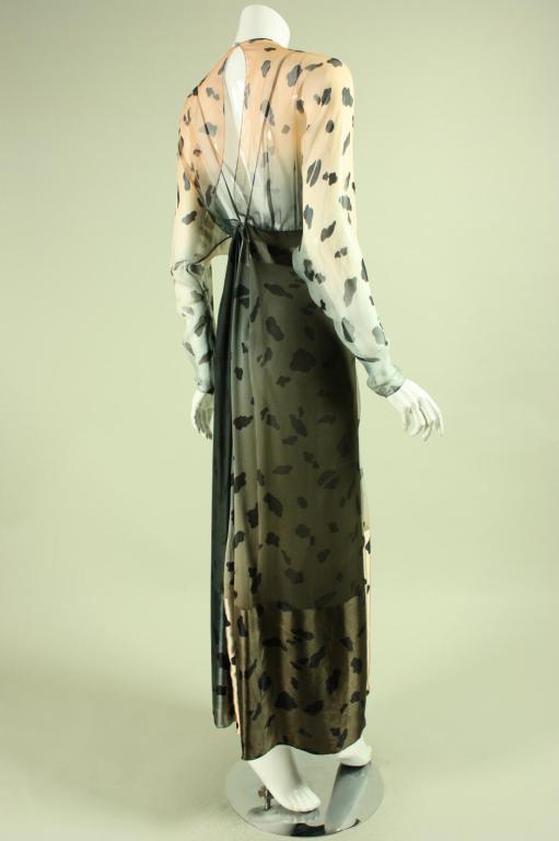 Black 1980's Bill Blass Animal Print Ombre Gown For Sale