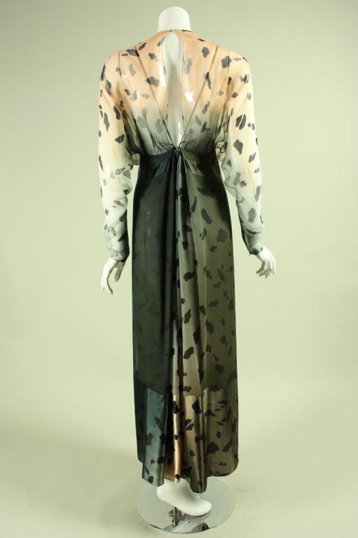 1980's Bill Blass Animal Print Ombre Gown In Excellent Condition For Sale In Los Angeles, CA