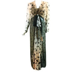 1980's Bill Blass Animal Print Ombre Gown