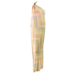 Vintage 1970's Halston One-Shouldered Silk Gown