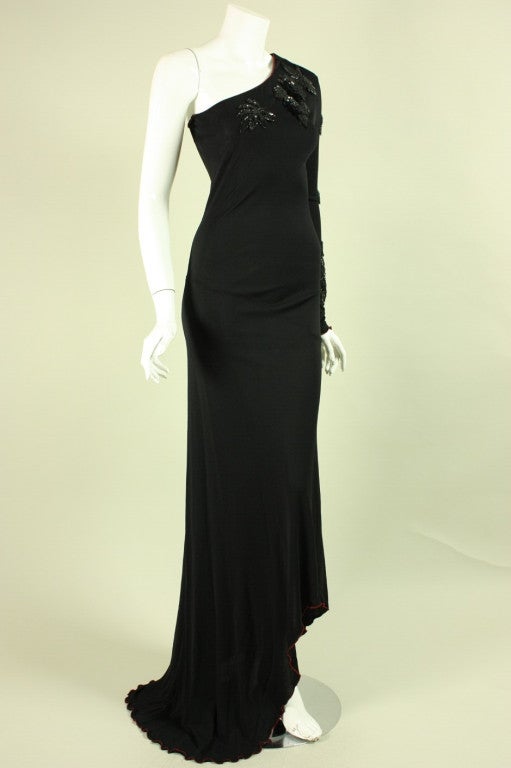 1970's Stephen Burrows One-Shouldered Gown