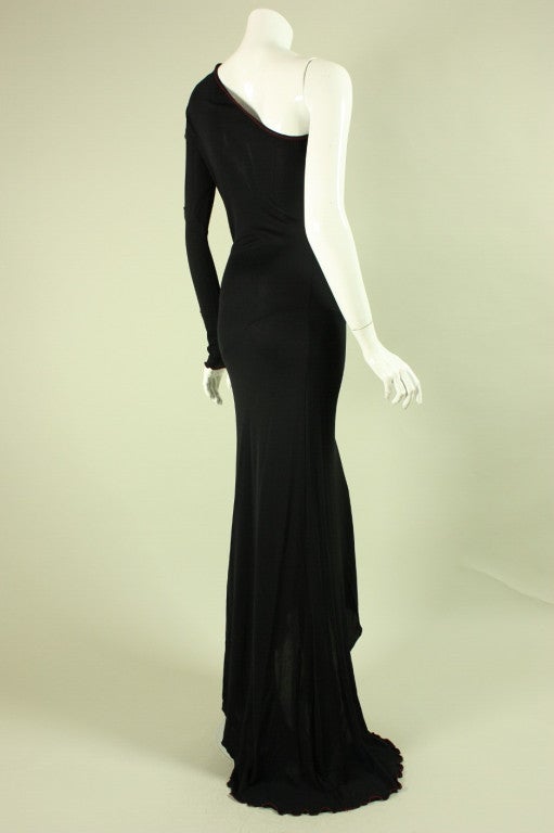 Black 1970's Stephen Burrows One-Shouldered Gown For Sale