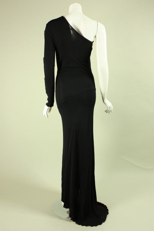 1970's Stephen Burrows One-Shouldered Gown In Excellent Condition For Sale In Los Angeles, CA