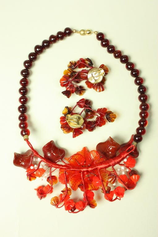 Women's Italian Blown Glass Necklace and Earring Set