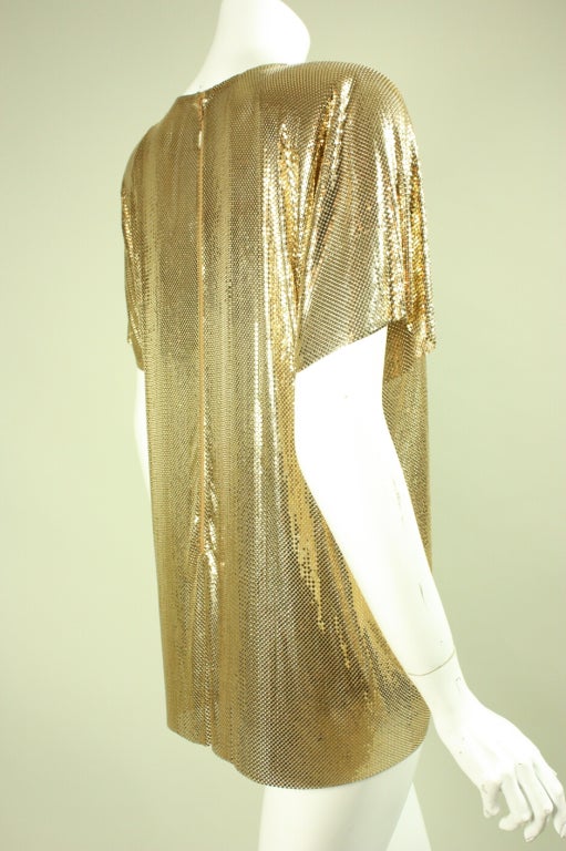 1980's Whiting & Davis Draped Metal Mesh Blouse In Excellent Condition In Los Angeles, CA