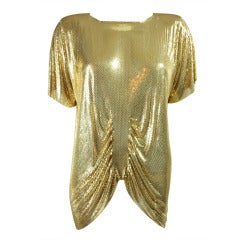 1980's Whiting & Davis Draped Metal Mesh Blouse