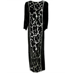 1980's Geoffrey Beene Black and Silver Gown