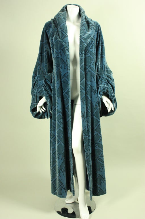 Ossie Clark floor-length coat dates to the early 1970's and features Celia Birtwell's famed 