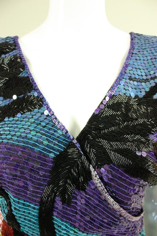 1980's Neil Bieff Beaded & Sequined Blouse 1