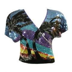 Vintage 1980's Neil Bieff Beaded & Sequined Blouse