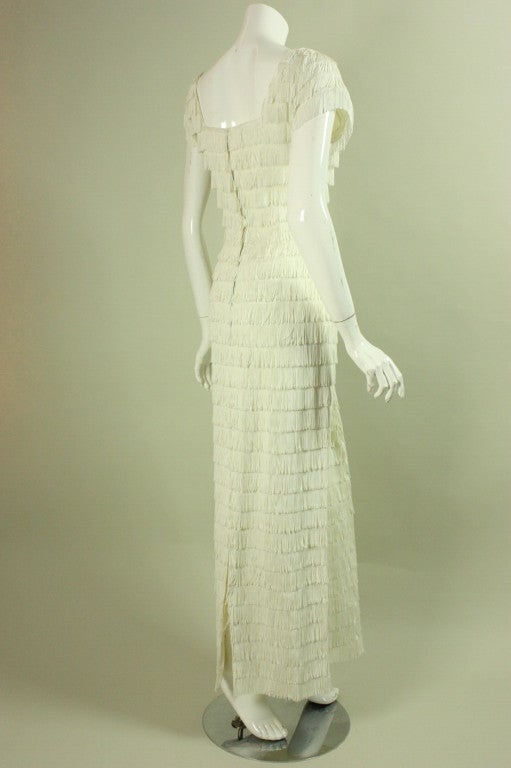 Gray 1960's Fully Fringed Gown
