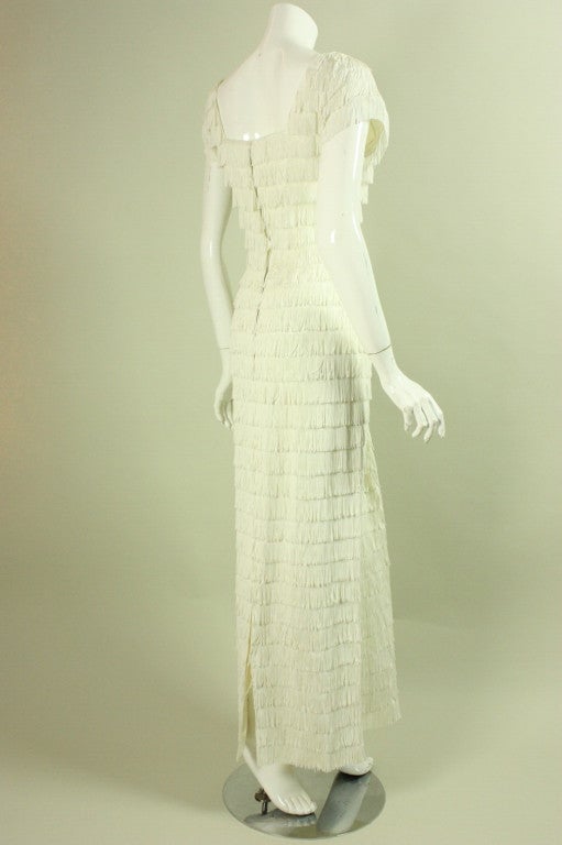 1960's Fully Fringed Gown In Excellent Condition In Los Angeles, CA