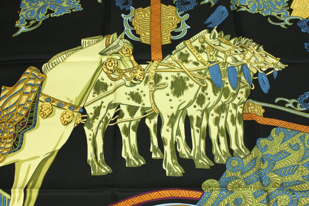 Women's Equestrian Hermes Silk Scarf: Art des Steppes