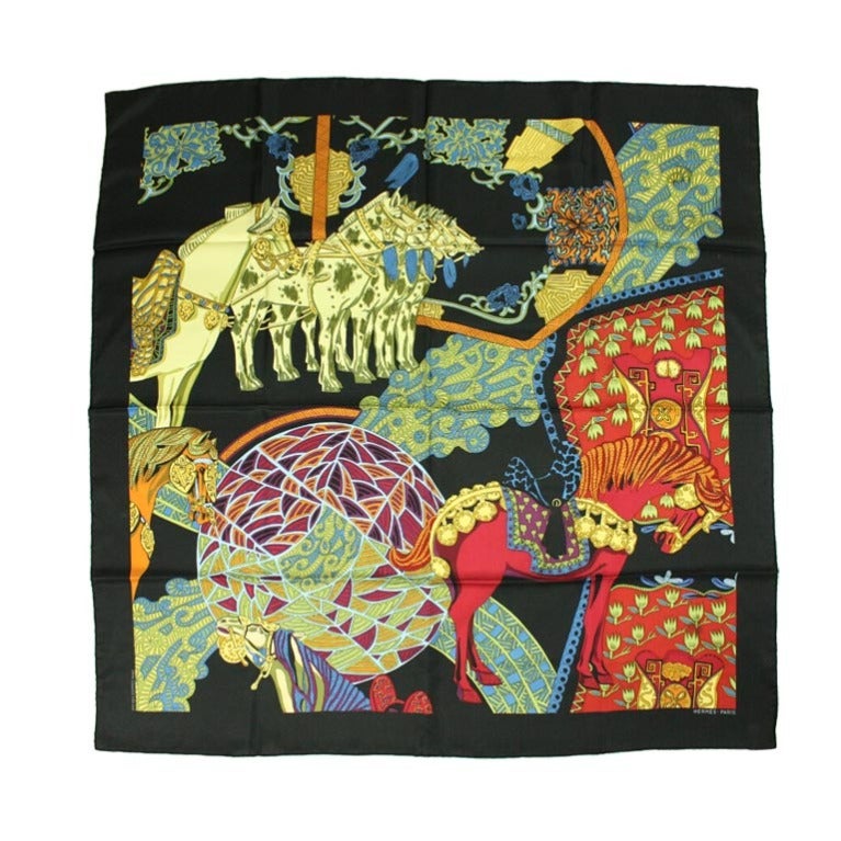 Equestrian Hermes Silk Scarf: Art des Steppes at 1stdibs