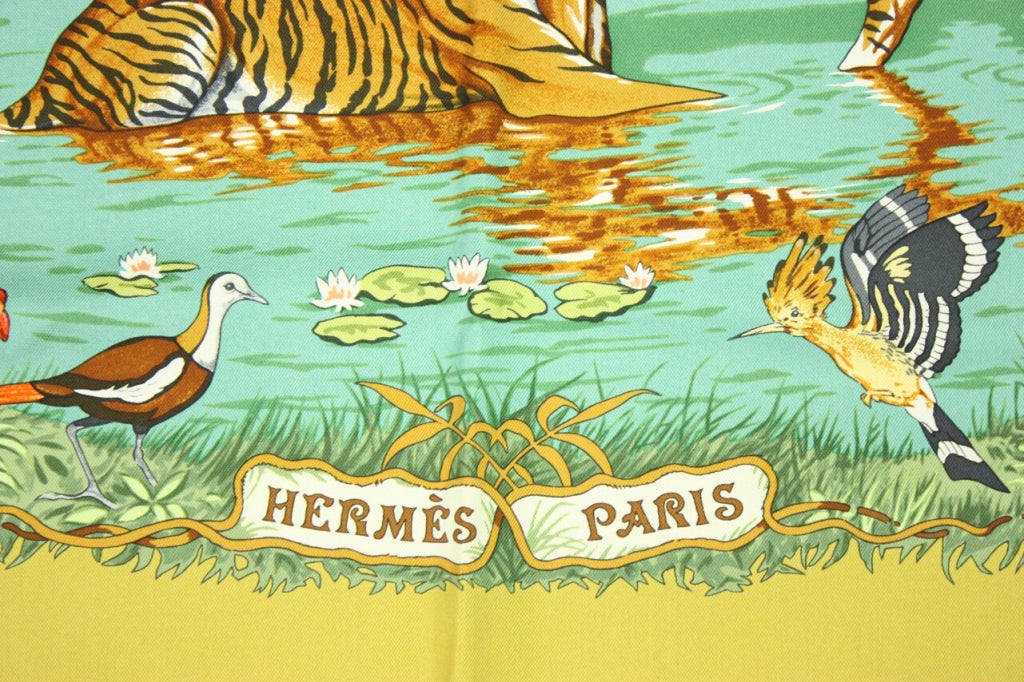Hermes Silk Scarf: La Trêve de l'Eau Animals In New Condition In Los Angeles, CA