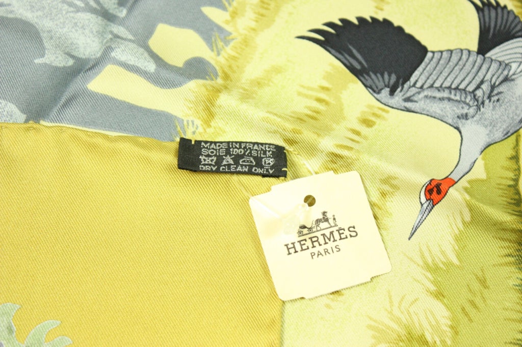 Hermes Silk Scarf: La Trêve de l'Eau Animals 1