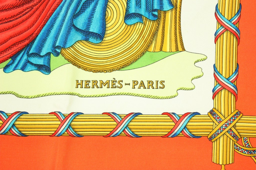 Hermes Silk Scarf: Liberté, Egalité, Fraternité In Excellent Condition In Los Angeles, CA