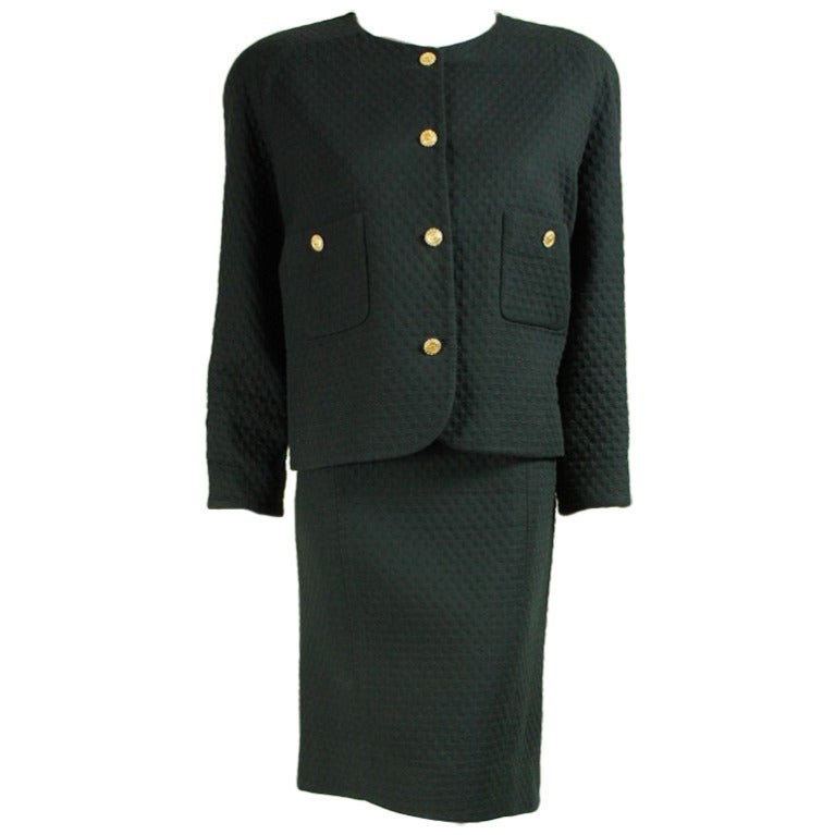 Chanel Black Quilted Skirt Suit